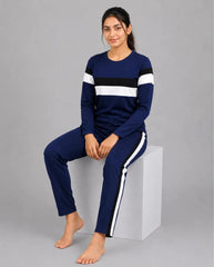 Navy Blue And White Striped Track Suit