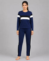 Navy Blue And White Striped Track Suit
