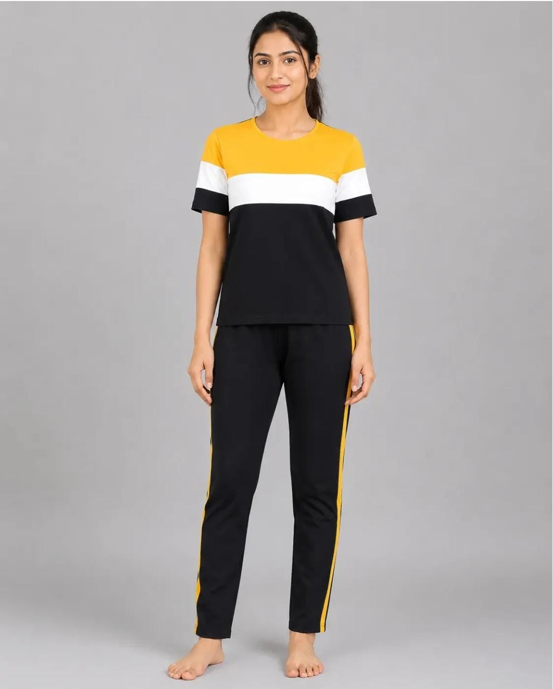 Sport Edge Yellow & Black Striped Track Suit