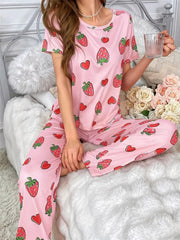 Pink All over Strawberry PJs Set