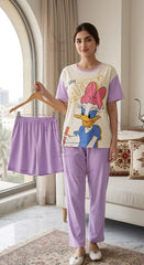 Lavender Daisy 3-Piece Nightwear Set for Women