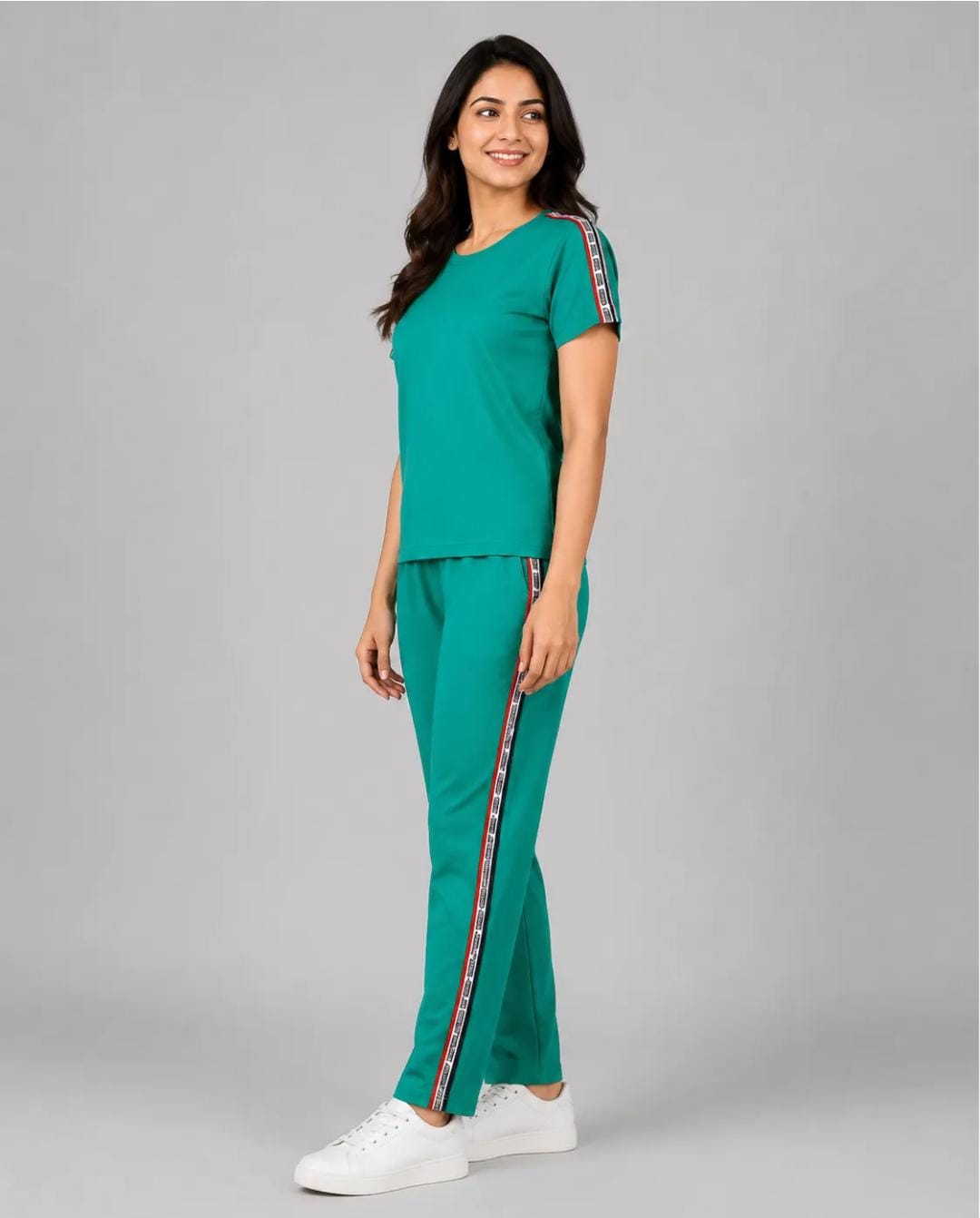 Green And White Striped Track Suit