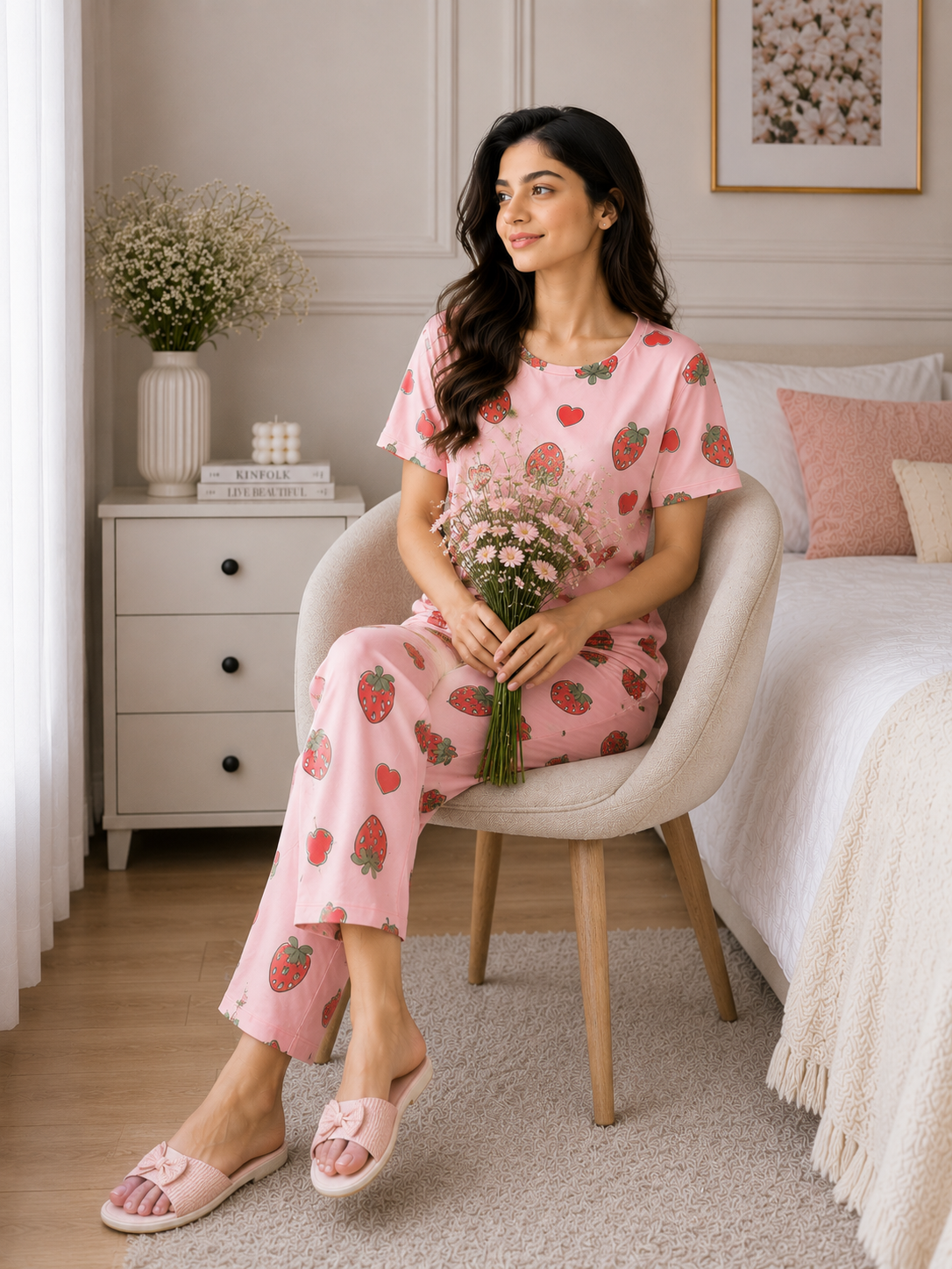 Pink All over Strawberry PJs Set