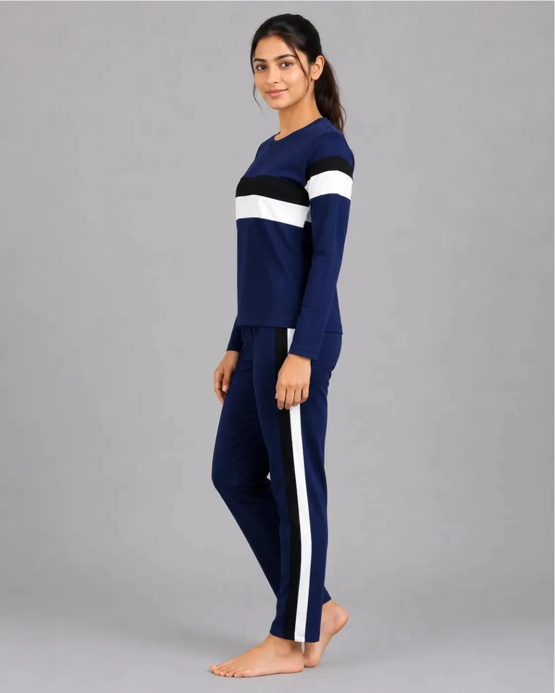 Navy Blue And White Striped Track Suit