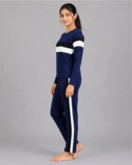 Navy Blue And White Striped Track Suit